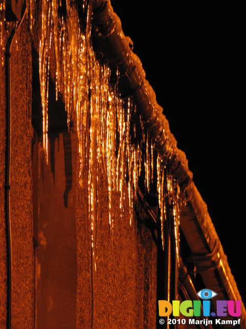SX17123 Icicles hanging from gutter in Bridgend